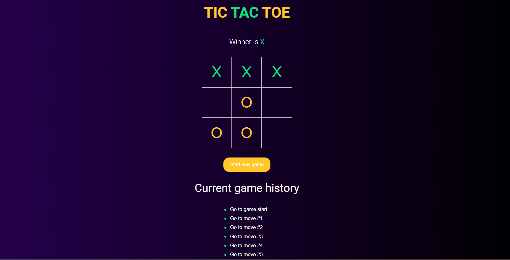 Tic Tac Toe game